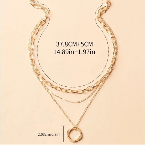 GOLD Layered Necklace Set of 3 - Picture 3 of 4